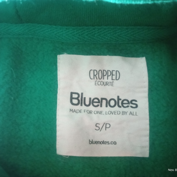 Bluenotes Green Cropped "Allergic to Mornings" Hoody Size S/P - Picture 3 of 6